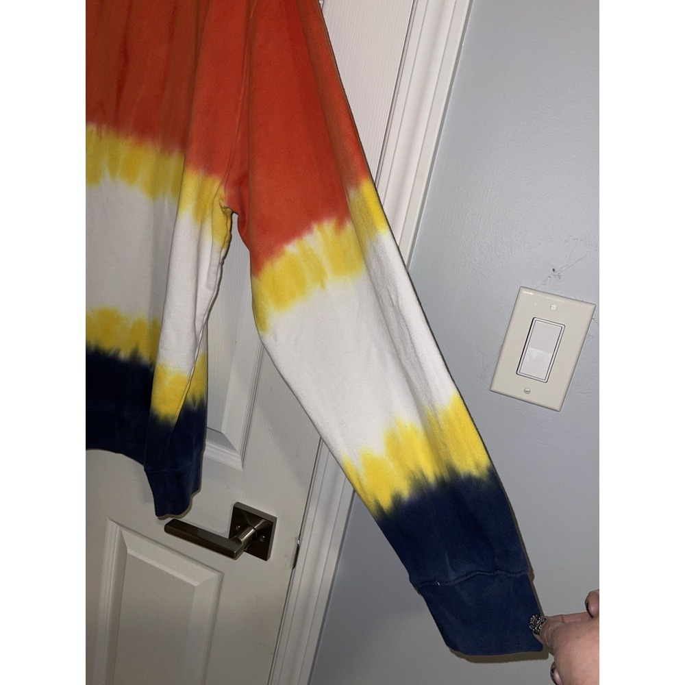 HUSTLE GANG 3x XXXL Sweatshirt Blue White Orange Tie Dye Embroidered Big & Tall - Picture 6 of 7